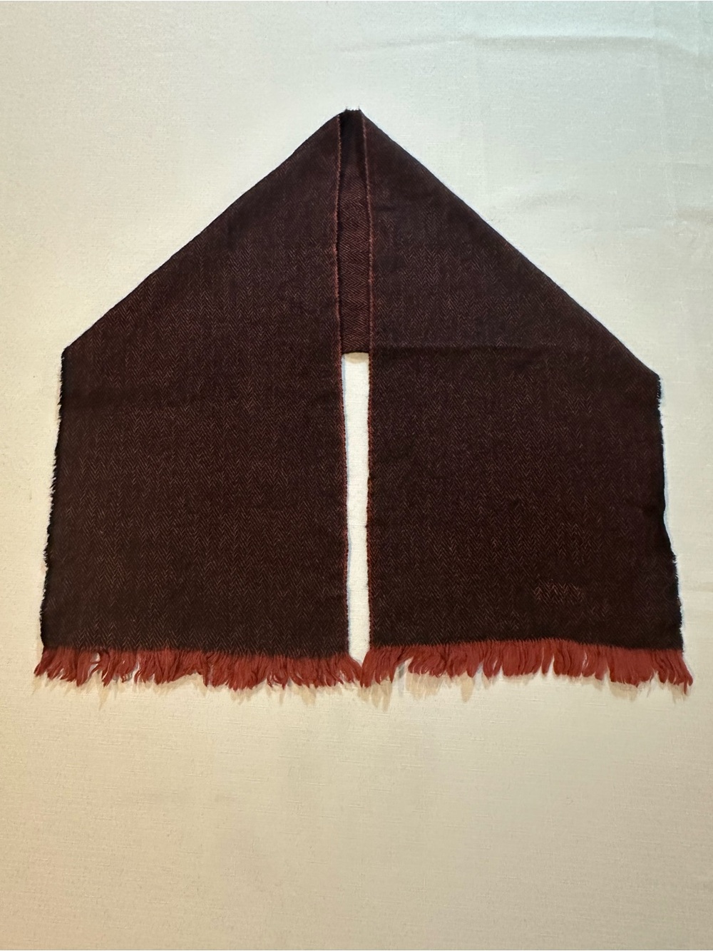 Pierre Cardin 100% Wool Burgundy Herringbone Scarf